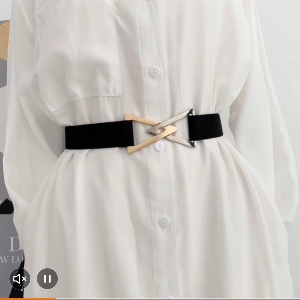Double Triangle Metal Buckle‎ Belt Decorative Elastic Casual One Size Fits Most